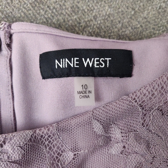 Nine West Lavender Lace Bell Sleeve Sheath Dress - Picture 3 of 4